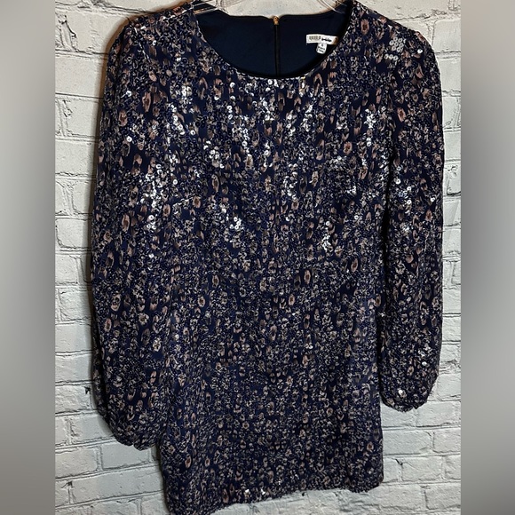 BTFL Life Sequin Floral Print Long Sleeve Shift Dress - Picture 1 of 4